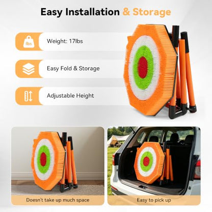 Axe Throwing Game for Backyard with 6 Axes & 6 Throwing Stars | 60 Inch Tall, 4-in-1 Plastic Axe Throwing Game, Large Yard Games for Kids and Adults