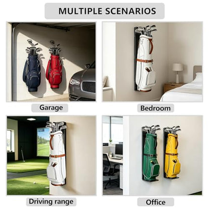 KAXIWEI Wall Mount Golf Bag Storage Stand Organizer Rack for Garage - color: Black