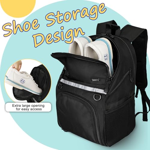 Goloni Bowling Backpack,Single Ball Bowling Bag with Shoe Compartment Up to Size 16,Bowling Bag with Padded Ball Holder - color: Black