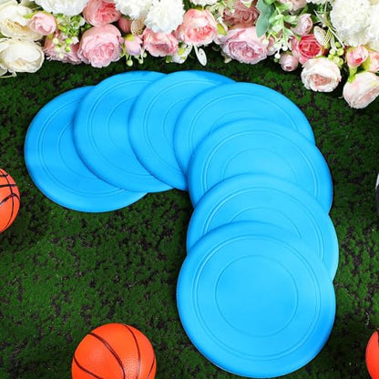 Lenwen 24 Pcs Flying Disc 6.89 Inch Soft Silicone Flying Disks Play Flick Disc for Outdoor Backyard Beach Lawn Sports Park Camping Playing Adults Pet(Blue)