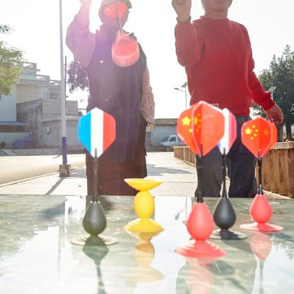 Silicone Sucker Darts Throwing Game Set, Indoor Outdoor Detachable Suction Cup Toys for Kids & Adults - color: with National Flag Dart Flights