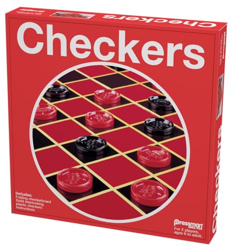 Pressman Checkers -- Classic Game With Folding Board and Interlocking Checkers ,5"