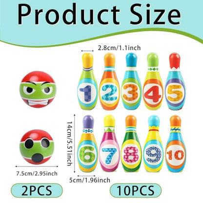 Yositochuan Kids Bowling Set Toy - 10PCS Soft Numbered Pins & 2 Foam Balls for Toddler Boys Girls Age 3-5, Indoor Outdoor Sports Game, Preschool Learning Toy, Birthday Gift for Ages 3 4 5 6