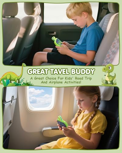 Handheld Water Game with Light – Water Ball Target Toy for Kids Ages 3+, Retro Fidget, Screen-Free Car Travel Game, Road Trip, Airplane, Portable Autism Gift - color: Green Dinosaur