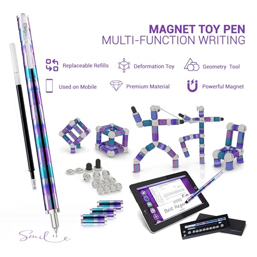 Elegancy Fidget Pen Magnetic Unique for Kids Magnet Gel Pen Gadget for Men Creative Stress Relief Office Desk Tool and Innovative Gift for Teenagers Adults Fidget Toy - color: Rainbow