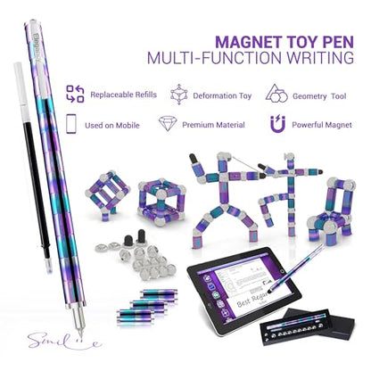 Elegancy Fidget Pen Magnetic Unique for Kids Magnet Gel Pen Gadget for Men Creative Stress Relief Office Desk Tool and Innovative Gift for Teenagers Adults Fidget Toy - color: Rainbow