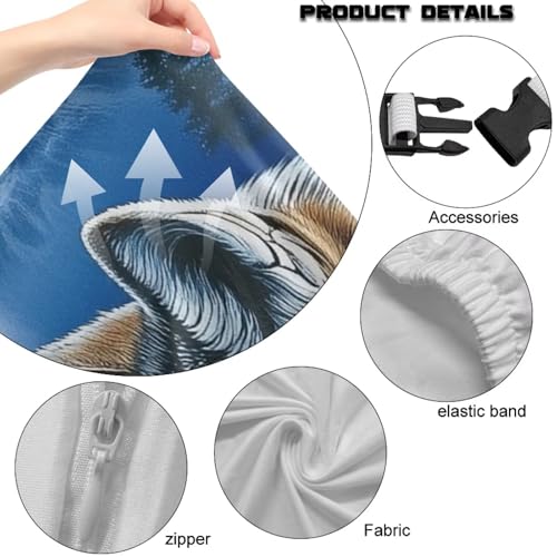 Wolf Print 4Pcs Gaming Chair Cover Set Comfortable Breathable Computer Office Chair Cover with Armrest Covers Universal Fit for Desk/Swivel/Rotating Chairs Protector - color: Blue - Wolf