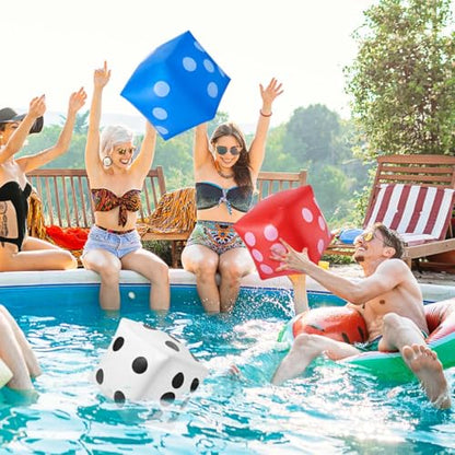 KISEER 3 Pcs 14" Jumbo Inflatable Giant Dice for Outdoor Game Pool Party (White, Blue, Red)