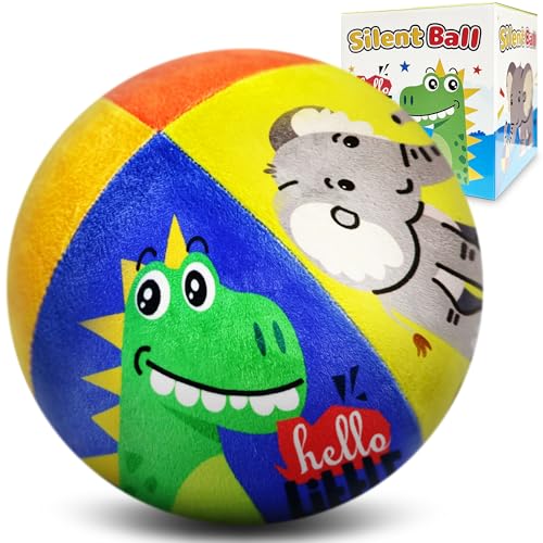 Silent Indoor Foam Soccer Ball Size 3 for Toddler 1-3 Kids 3-5, No Pump Needed, Never Flat, Wrapped with Durable Plush Fabric Small Soft Ball for Baby Little Kids First Gifts