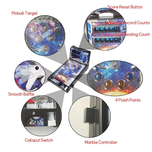 PHATM Pinball Machine for Table Mini Retro Arcade Machine with Lights and Sound Electronic Desktop Arcade for Small Rooms or Flats