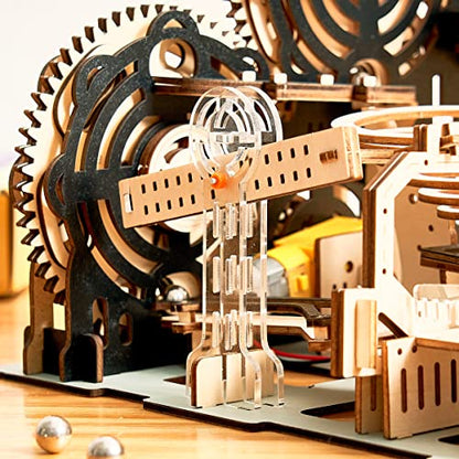 3D Wooden Puzzles Marble Run Set - Mechanical Model Kits with Motor, Brainteaser and Puzzle for Christmas/Birthday,Gifts for Adults and Teens to Build Combination - style: Marble
