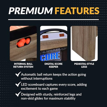 Hathaway Shooting Star 9-ft Arcade Ball Roll and Score Machine Table with LED Electronic Scorer and Sound, Great for Family Recreation Game Rooms, Driftwood