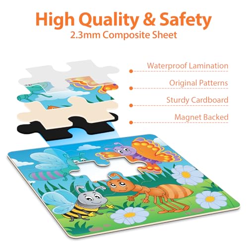 Magnetic Puzzles for Toddlers 3-5, Farm Animals Puzzles for Kids Ages 4-6 Toddler Puzzles, Educational Learning Magnets Travel Puzzels Road Trip Activities Toys for 3 4 5 6 Boys and Girls Gift - style: Farm