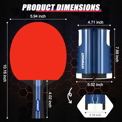 Table Tennis Rackets Set, Ping Pong Paddles Set of 2, Including Ping Pong Paddles, Balls, a Ping Pong Net and a Portable Case