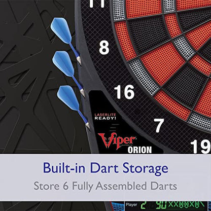 Viper Orion Electronic Dartboard, 15.5 in Regulation Target, 43 Games, Dual LCD Displays, 8 Players, 6 Darts Included, Black