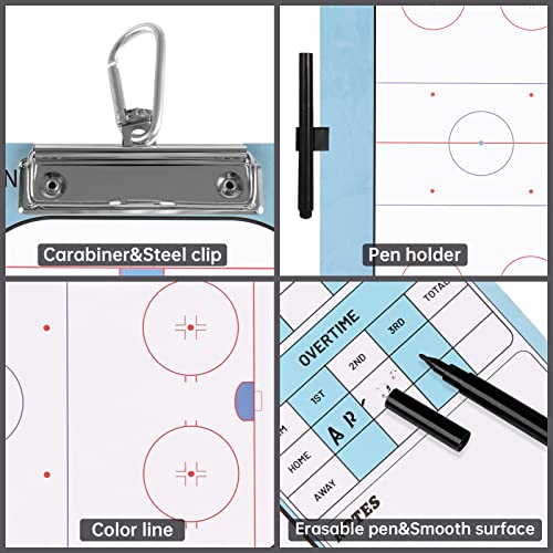 Dry Erase Hockey Coaches Clipboard, Hockey Lineup Board, Double-Sided Coaching Board with Marker