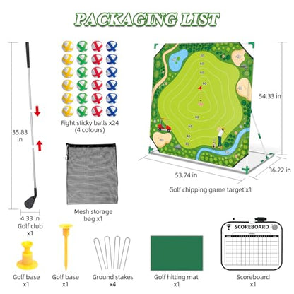 Mostop Golf Chipping Game Set: Indoor Outdoor Golf Target Game Set Includes 24 Balls, Scoreboard, Club, Carrying Bag, 2 Adjustable Angles, Fun Family Outdoor Toys for Kids Teens Adults