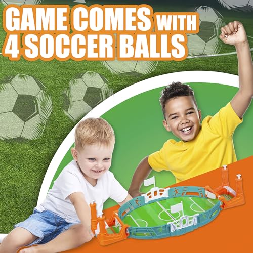 Tabletop Soccer Game - Portable Mini Soccer Goal with 4 Balls Included | Desktop Hand Soccer Training Toy. Fun Desk Game for Office, Work & Travel. Great Gift for Kids & Adults - style: Soccer