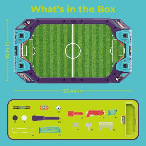 Soccer Board Game — 2 in 1 Foosball & Sling Puck Game Set with Dual Control Handles, Scorekeeper and Goal Bell, Soccer Toys for Kids Ages 3+
