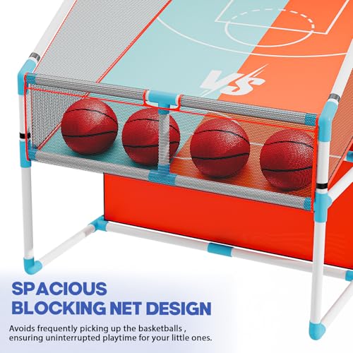2-Player Arcade Basketball Game Set,Upgraded Indoor Hoop with LED Light Electronic Scoreboard 4 Balls,Carnival Games Sports Toys Kids 3-10 for Home Party Backyard Outdoor Boys Girls Toddlers Gifts