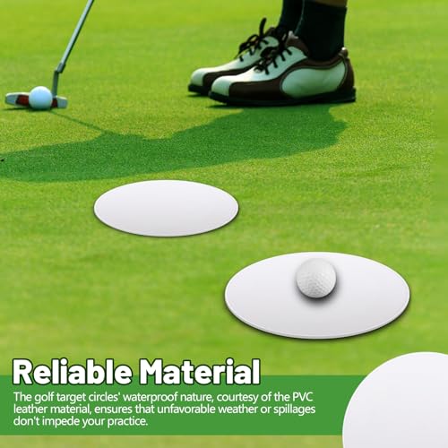 RoundFunny 6 Pcs Golf Putting Target Hole Cup Bulk Golf Goal Circles Putt Disk Green Accessories for Golfers Putting Training Indoors Practice Outdoors Aid - size: 4.25 x 4.25 x 0.08", style: White