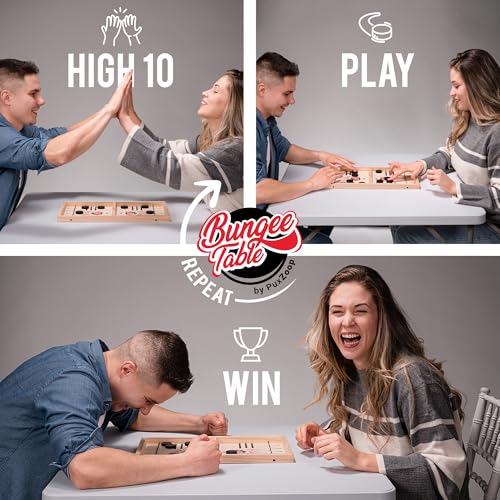 Fast Sling Puck Game - Test Your Speed and Accuracy with This Fast-Paced Wooden Air Hockey Board Game - Guaranteed Fun for Family Night or Friends Party - style: Large