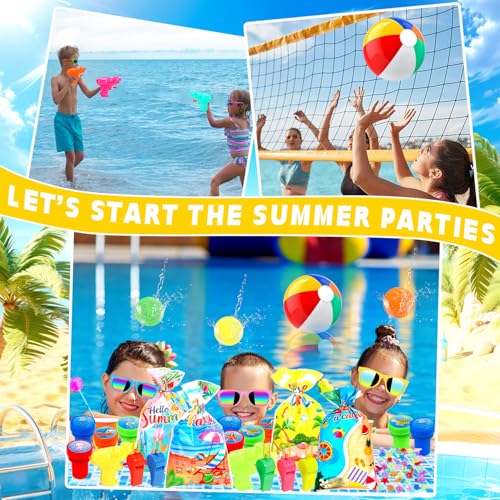 182 Pcs Pool Party Favors Beach Party Favors, Summer Goodie Bag Stuffers for Kids 3-8 8-12 with Beach Balls, Sunglasses, Water Balls for Summer Birthday Party Favors - style: pool Party Favor