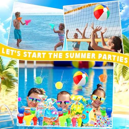 182 Pcs Pool Party Favors Beach Party Favors, Summer Goodie Bag Stuffers for Kids 3-8 8-12 with Beach Balls, Sunglasses, Water Balls for Summer Birthday Party Favors - style: pool Party Favor