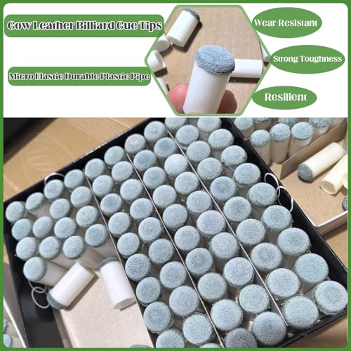 20pcs Slip On Pool Cue Tips, 4 Sizes Pool Queue Stick Tips Replacement Kit, Billiard Cue Sticks Tips Pool Cue Repair Kit Pool Table Accessories (9mm/ 10mm/ 12mm/ 13mm, Each Size 5pcs)