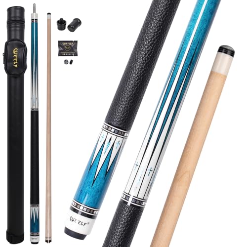 CUEELF 2-Piece Professional Pool Cue Set 58" Low Deflection Shaft Pool Cue with 12.5mm Tip Pool Stick Featuring Premium Leather Grip - color: WD-CA22-1029-01, size: 21 oz
