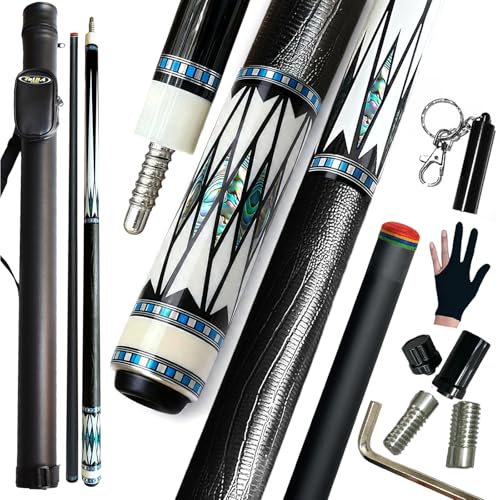 Tai ba cues Pool cue Stick + Hard Case, Multi-Weight System, Multilayer Leather Tip -12.5/11.5mm, 58", Hardwood Canadian Maple Professional Billiard Cue Stick - color: CUE KIT WITH CARBON SHAFT