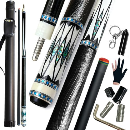Tai ba cues Pool cue Stick + Hard Case, Multi-Weight System, Multilayer Leather Tip -12.5/11.5mm, 58", Hardwood Canadian Maple Professional Billiard Cue Stick - color: CUE KIT WITH CARBON SHAFT