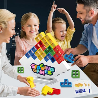 iuuoi 64 PCS Tetra Board Game for Kids and Adults, Balance Stacking Game for 2 Players+ Party, Family and Friends,Tower Stack Team Building Blocks Toy