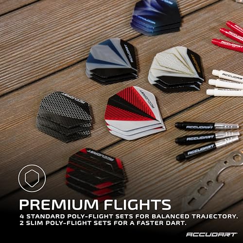 Accudart Dart Tune‑Up Kit – Flights, Shafts, Flight Protectors, Spring Clips, O‑Rings & Dart Tool – Complete Dart Accessory Set for Steel or Soft Tip Darts