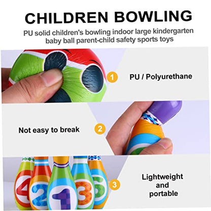Mini PU Solid Bowling Pins Balls for Indoor Outdoor Play Sports for Interaction and Beginner Bowling Training
