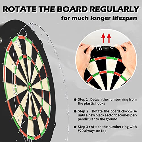 LinkVisions Dartboard with Staple-Free Bullseye, 18g Steel Tip Darts Set,12 Steel Tip Darts 18g, Dartboard Mounting Kits Included - style: Socipieler