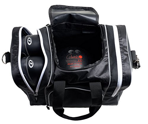 Athletico Bowling Bag for Single Ball - Single Ball Tote Bag With Padded Ball Holder - Fits a Single Pair of Bowling Shoes Up to Mens Size 14 - color: Black