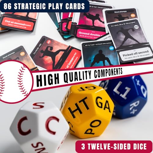 [Base on Board Lite] Realistic Baseball Tabletop Board Game, Dedicated Mobile App Integration, 3 Twelve-Sided Dice, 86 Strategy Cards, for Stove League Season, for Baseball Fans, for Ages 12+