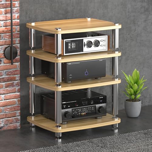 Audio Rack,Gaming Shelf,AV Media Stand Corner Shelf,DVD Shelf,CD Display Cabinet,Entertainment Stand,Rack Audio Tower,Record Player Stand,for Living,Gaming,Recording Room.(Red,60x48x76cm) - color: Red, size: 60x48x76cm