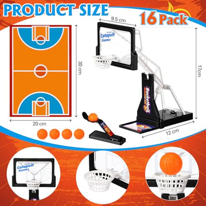 VioraWhite 16 Pack Basketball Game Toys Tabletop Basketball Shooting Game Mini Desktop Basketball Game Gift Desk Games for Adults Office Relax Reduce Stress Basketball Prize Party Favors Birthday Gift - color: Black
