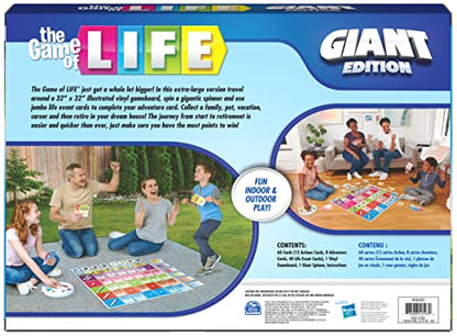 The Game of Life, Giant Edition Family Board Game Indoor/Outdoor Fun Game with Big Oversized Gameboard Cards Spinner, for Adults and Kids Ages 8 and up - style: The Game of Life