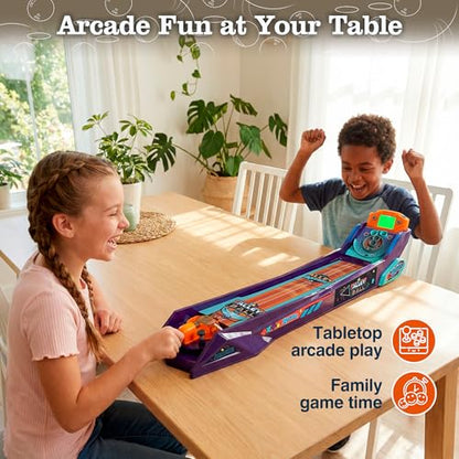 Alley Ball Game — Electronic Roll & Score Tabletop Arcade, Auto Scoring with Lights & Sound, Pull-Handle Launcher — 1-2 Players, Mini Arcade Game for Kids - style: Alley Ball