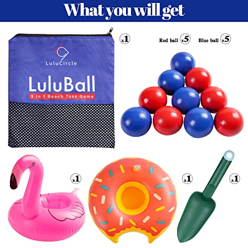 LuluCircle LuluBall Outdoor Beach Toss Game Set 10 Balls, Beach Games, The Beach Must-Have Game for Family Adult Friends (American Blue)