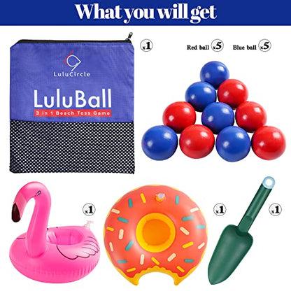 LuluCircle LuluBall Outdoor Beach Toss Game Set 10 Balls, Beach Games, The Beach Must-Have Game for Family Adult Friends (American Blue)
