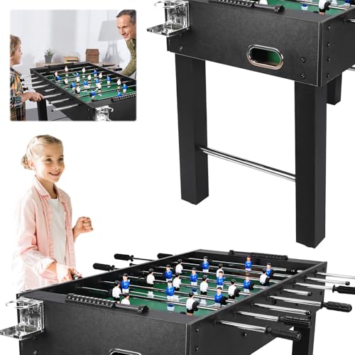 Generic Large Foosball Table 47Inch Full Size Soccer Game Table for Adults Multifunction Heavy Duty Soccer Gaming Desk Football Arcade for Friends and Family Playing