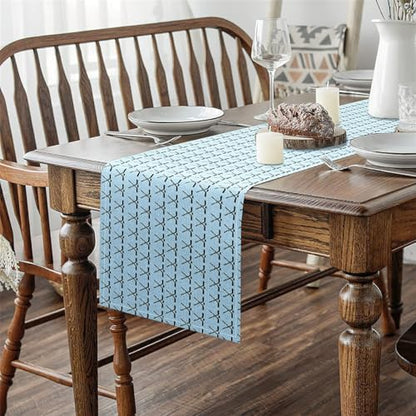 Erosebridal Blue Hockey Table Runner 13x48, Ice Hockey Table Runners for Kids Boys Girls, Racket Ball Sports Tabletop Decor for Dining Living Room Bedroom, Lacrosse Sticks Games Dresser Scarf - size: 13" X 72"
