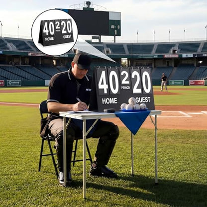 Soulchen Extra Large Baseball Scoreboard, 26 x 18 Inch Portable Flip Score Board with Storage Bag, Foldable Tabletop Score Keeper with Large Numbers for Baseball Basketball Volleyball Tennis