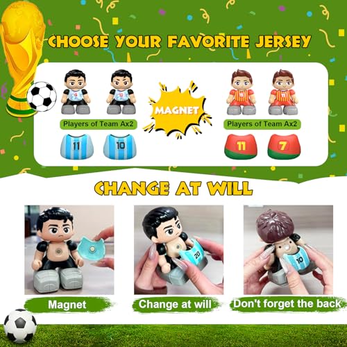 Cokzer Remote Control Soccer Games, Foosball Table Game for Kids with 4 Remotes, 3 Balls, LED Scoreboard, Lights & Sound, Rechargeable RC Soccer Board Game for 1-4 Players Ages 6+