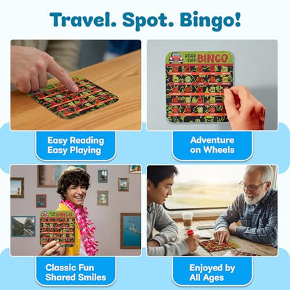 GSM Brands Car Bingo Travel Games for Kids – Fun Road Trip Scavenger Hunt Card Game (5 Pack)