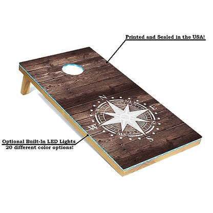 Tailgating Pros Cornhole Boards - 4'x2' Regulation Boards w/Carrying Case, Score Keeper, & Set of 8 Corn Filled Bags w/Tote - size: 4'x2' Boards, style: Nautical